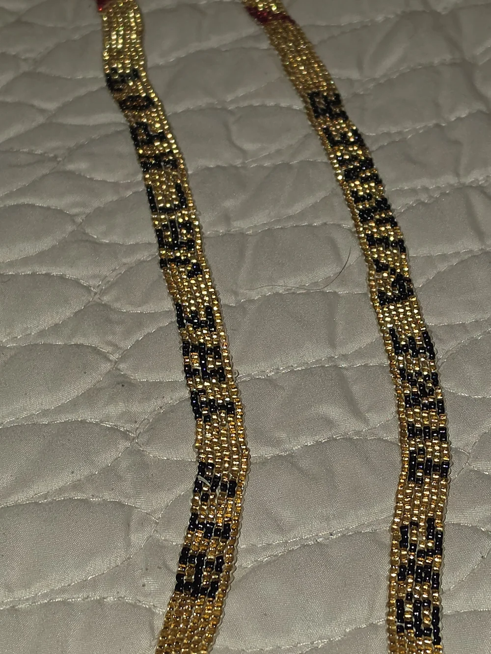 Beaded Multicolor Clutch Bag - Red, Gold, White Accent